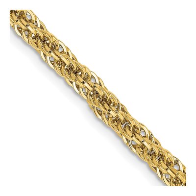 14K Yellow Gold 3.3mm Semi-Solid Diamond-Cut 18-inch Rope Chain