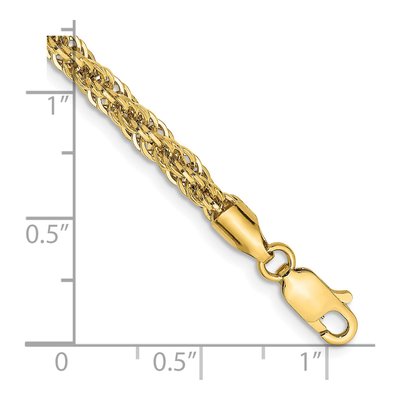 14K Yellow Gold 3.3mm Semi-Solid Diamond-Cut Rope Chain Bracelet – view 3