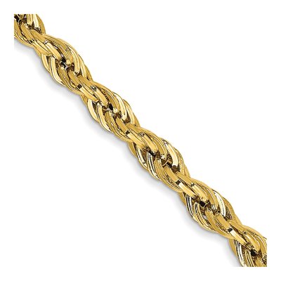 14K Yellow Gold 3mm Semi-Solid Rope Chain