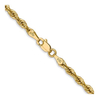 14K Yellow Gold 3mm Semi-Solid Rope Chain – view 4