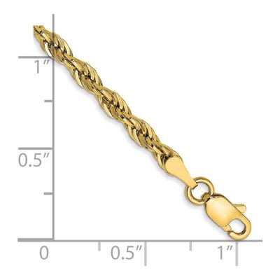 14K Yellow Gold 3mm Semi-Solid Rope Chain Bracelet – view 3