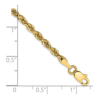 14K Yellow Gold 2.8mm Semi-Solid Rope Chain Bracelet – view 3