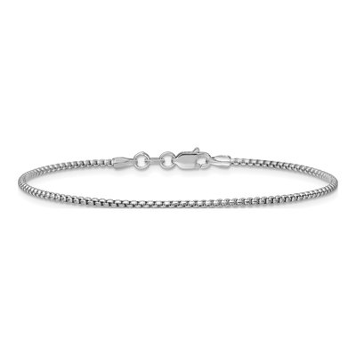 14K White Gold 1.5mm Semi-Solid Round Box Chain Bracelet – view 5