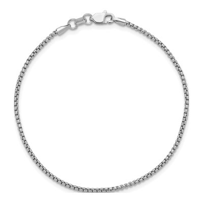 14K White Gold 1.5mm Semi-Solid Round Box Chain Bracelet – view 6