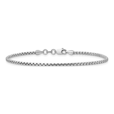 14K White Gold 1.75mm Semi-Solid Round Box Chain Bracelet – view 4