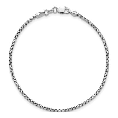 14K White Gold 1.75mm Semi-Solid Round Box Chain Bracelet – view 5
