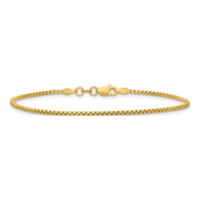 14K Yellow Gold 1.5mm Semi-Solid Round Box Chain Bracelet – view 5