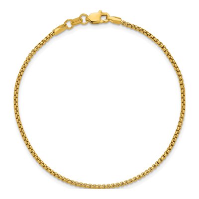 14K Yellow Gold 1.5mm Semi-Solid Round Box Chain Bracelet – view 6