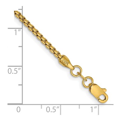 14K Yellow Gold 1.75mm Semi-Solid Round Box Chain Bracelet – view 4