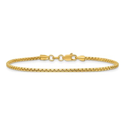14K Yellow Gold 1.75mm Semi-Solid Round Box Chain Bracelet – view 5
