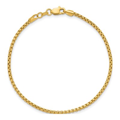 14K Yellow Gold 1.75mm Semi-Solid Round Box Chain Bracelet – view 6