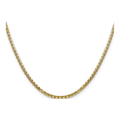 14K Yellow Gold 2.45mm Semi-Solid Round Box Chain – view 2