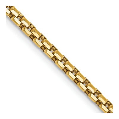 14K Yellow Gold 2.45mm Semi-Solid Round Box Chain