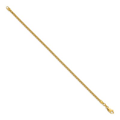 14K Yellow Gold 2.45mm Semi-Solid Round Box Chain Bracelet – view 3