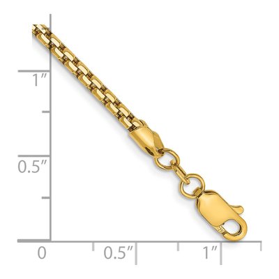 14K Yellow Gold 2.45mm Semi-Solid Round Box Chain Bracelet – view 4
