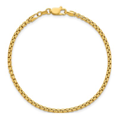 14K Yellow Gold 2.45mm Semi-Solid Round Box Chain Bracelet – view 6