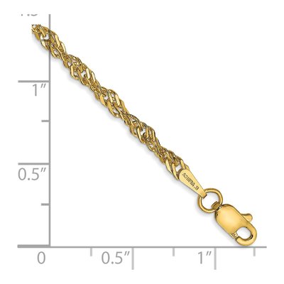 14K Yellow Gold 2.75mm Hollow Singapore Chain Anklet – view 3