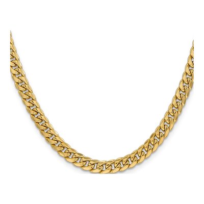 14K Yellow Gold 6mm Semi-Solid 24-inch Miami Cuban Chain – view 2