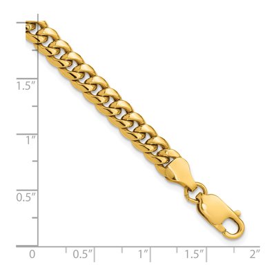 14K Yellow Gold 6mm Semi-Solid Miami Cuban Chain Bracelet – view 5