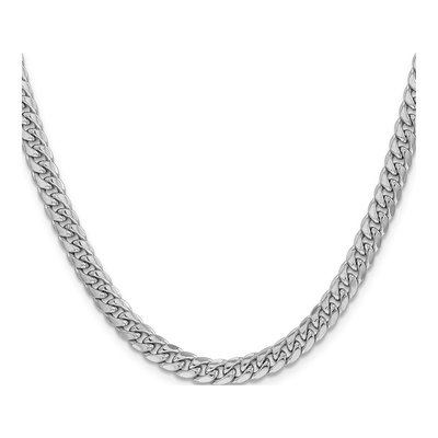 14K White Gold 6mm Semi-Solid Miami Cuban Chain – view 2