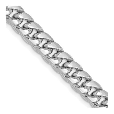 14K White Gold 6mm Semi-Solid Miami Cuban Chain