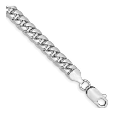 14K White Gold 6mm Semi-Solid 7-inch Miami Cuban Chain Bracelet