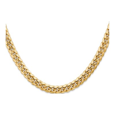 14K Yellow Gold 6.75mm Semi-Solid Miami Cuban Chain – view 2