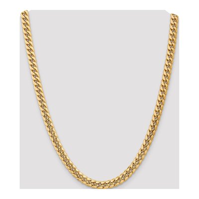 14K Yellow Gold 7.3mm Semi-Solid Miami Cuban Chain – view 4