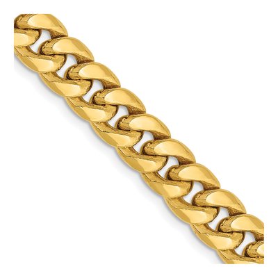 14K Yellow Gold 7.3mm Semi-Solid Miami Cuban Chain