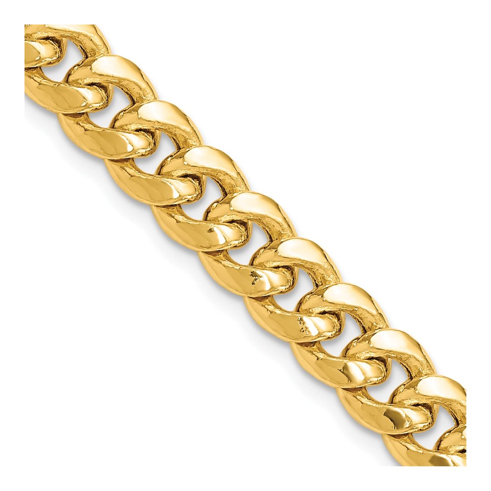 14K Yellow Gold 7.3mm Semi-Solid Miami Cuban Chain Bracelet