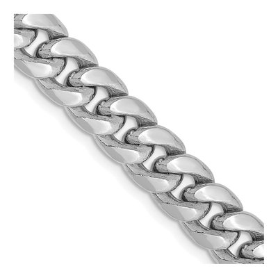 14K White Gold 7.3mm Semi-Solid Miami Cuban Chain