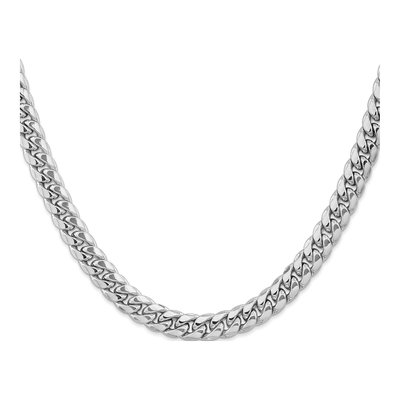 14K White Gold 7.3mm Semi-Solid Miami Cuban Chain – view 2