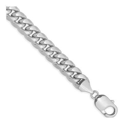14K White Gold 9.3mm Semi-Solid Miami Cuban Chain Bracelet