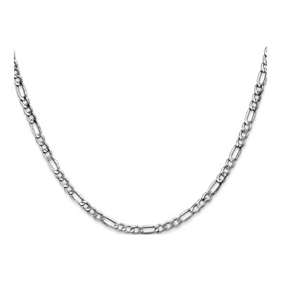 14K White Gold 3.5mm Semi-Solid Figaro Chain – view 2
