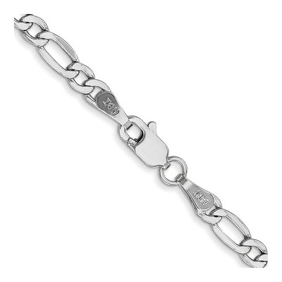 14K White Gold 3.5mm Semi-Solid 18-Inch Figaro Chain – view 3