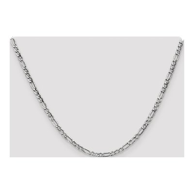 14K White Gold 3.5mm Semi-Solid 18-Inch Figaro Chain – view 4