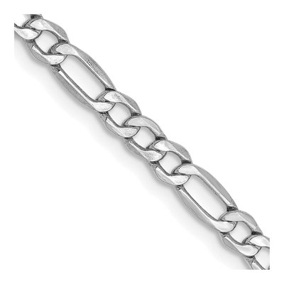 14K White Gold 3.5mm Semi-Solid 18-Inch Figaro Chain