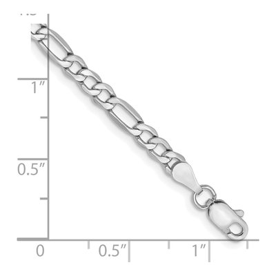 14K White Gold 3.5mm Semi-Solid Figaro Chain Bracelet – view 2