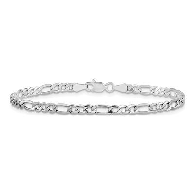 14K White Gold 3.5mm Semi-Solid Figaro Chain Bracelet – view 3