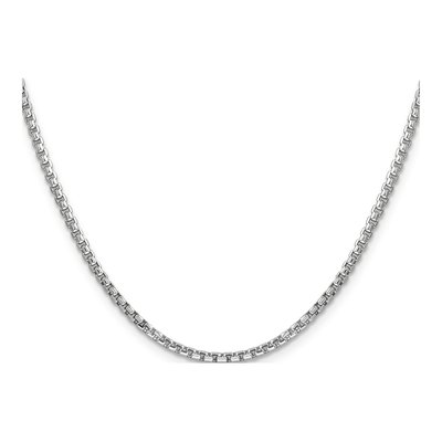 14K White Gold 2.45mm Semi-Solid Round Box Chain – view 3