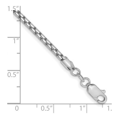 14K White Gold 2.45mm Semi-Solid Round Box Chain Bracelet – view 4