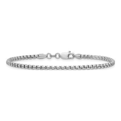 14K White Gold 2.45mm Semi-Solid Round Box Chain Bracelet – view 5