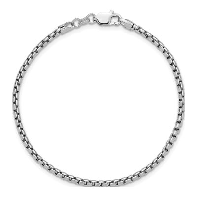14K White Gold 2.45mm Semi-Solid Round Box Chain Bracelet – view 6