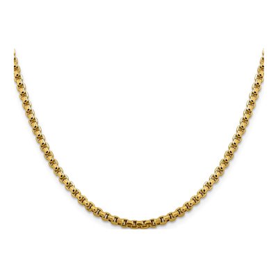 14K Yellow Gold 3.6mm Semi-Solid Round Box Chain – view 2