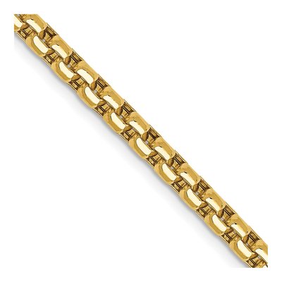 14K Yellow Gold 3.6mm Semi-Solid Round Box Chain