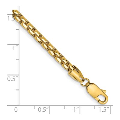 14K Yellow Gold 3.6mm Semi-Solid Round Box Chain Bracelet – view 4
