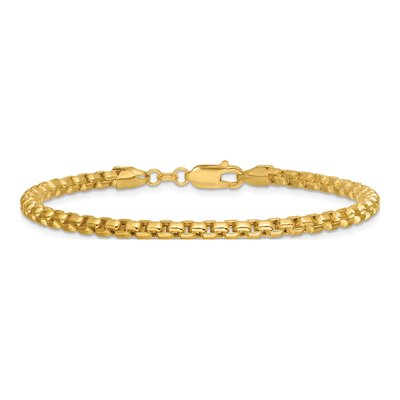 14K Yellow Gold 3.6mm Semi-Solid Round Box Chain Bracelet – view 5