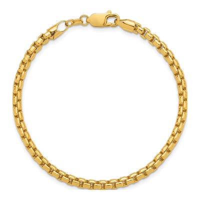 14K Yellow Gold 3.6mm Semi-Solid Round Box Chain Bracelet – view 6