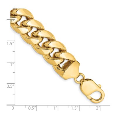 14K Yellow Gold 13.2mm Semi-Solid Miami Cuban Chain Bracelet – view 2