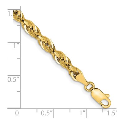 14K Yellow Gold 4.25mm Semi-Solid Rope Chain Bracelet – view 3